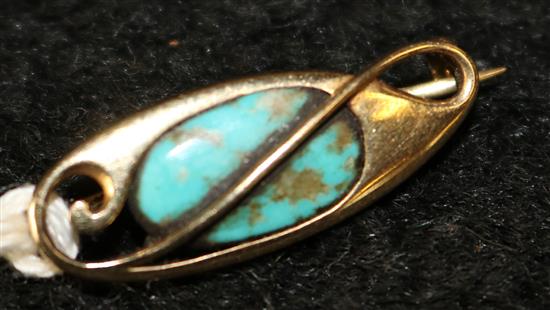 Murtle Bennett gold and turquoise brooch